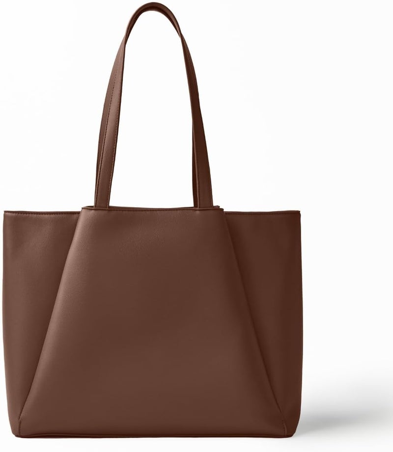 Apryl Work Tote Bags for Women 15.6 Inch - Laptop Tote Bag with Zip Compartments - Large PU Leather Office Purse Computer Briefcase - Image 1